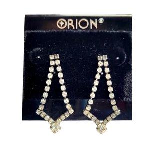 Orion Rinestone Dangle Pierced Post Earrings  1.5"